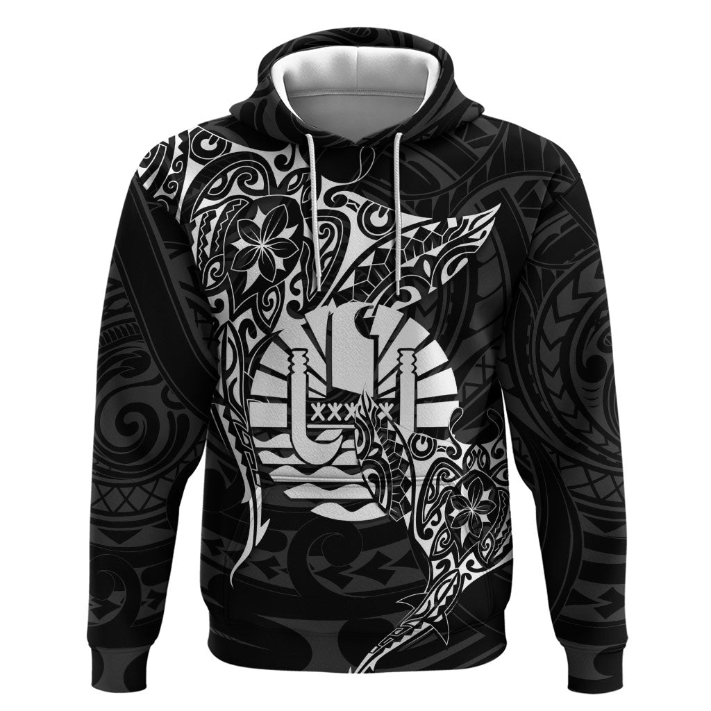 French Polynesia Manta Ray Tattoo Zip Hoodie Tahiti Hahalua Turtle Shark Black Color LT14 Pullover Hoodie Black - Polynesian Pride