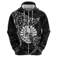 French Polynesia Manta Ray Tattoo Zip Hoodie Tahiti Hahalua Turtle Shark Black Color LT14 - Polynesian Pride