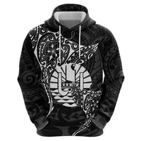 French Polynesia Manta Ray Tattoo Zip Hoodie Tahiti Hahalua Turtle Shark Black Color LT14 - Polynesian Pride