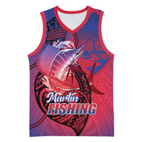 Guam Blue Marlin Fishing Basketball Jersey Guahan Fish Hook Tattoo LT14 Unisex Blue - Polynesian Pride