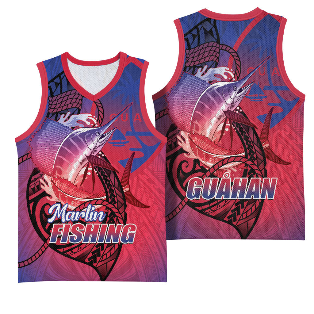 Guam Blue Marlin Fishing Basketball Jersey Guahan Fish Hook Tattoo LT14 - Polynesian Pride