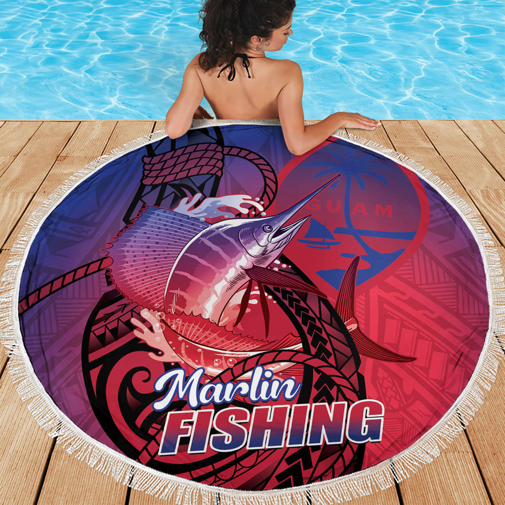 Guam Blue Marlin Fishing Beach Blanket Guahan Fish Hook Tattoo