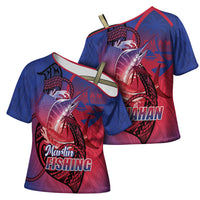 Guam Blue Marlin Fishing Cross Shoulder Shirt Guahan Fish Hook Tattoo LT14 - Polynesian Pride