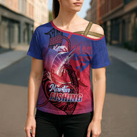 Guam Blue Marlin Fishing Cross Shoulder Shirt Guahan Fish Hook Tattoo LT14 - Polynesian Pride