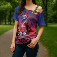 Guam Blue Marlin Fishing Cross Shoulder Shirt Guahan Fish Hook Tattoo LT14 - Polynesian Pride