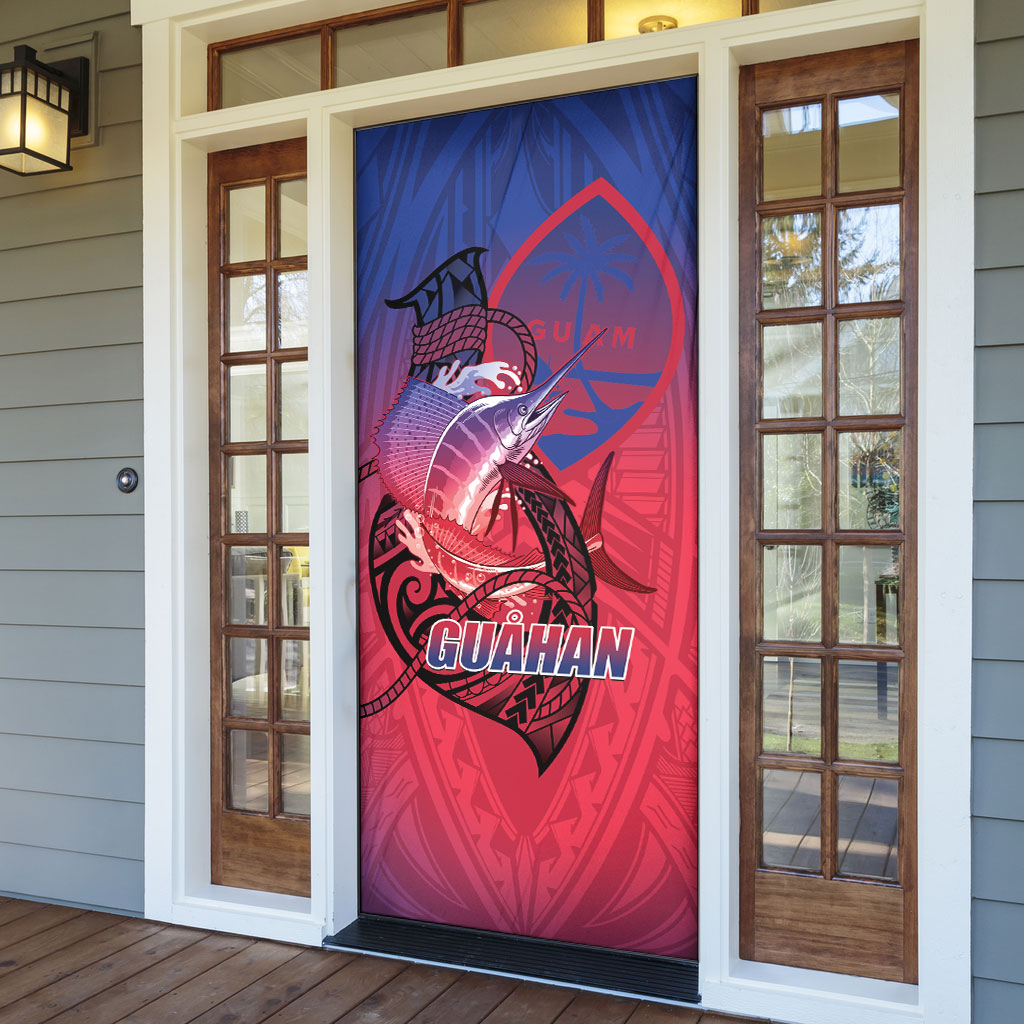 Guam Blue Marlin Fishing Door Cover Guahan Fish Hook Tattoo LT14 - Polynesian Pride