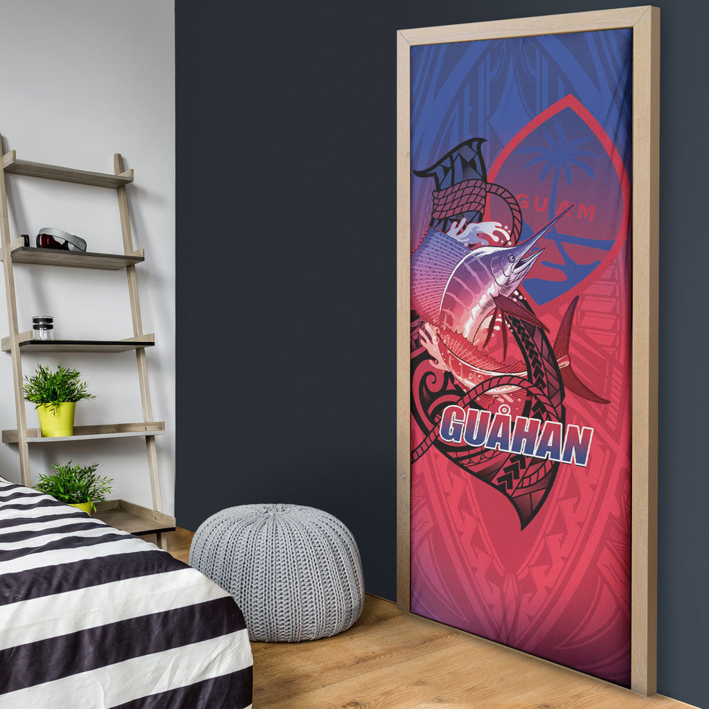 Guam Blue Marlin Fishing Door Cover Guahan Fish Hook Tattoo LT14 - Polynesian Pride