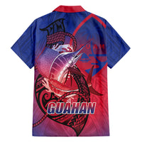Guam Blue Marlin Fishing Family Matching Off Shoulder Maxi Dress and Hawaiian Shirt Guahan Fish Hook Tattoo LT14 - Polynesian Pride