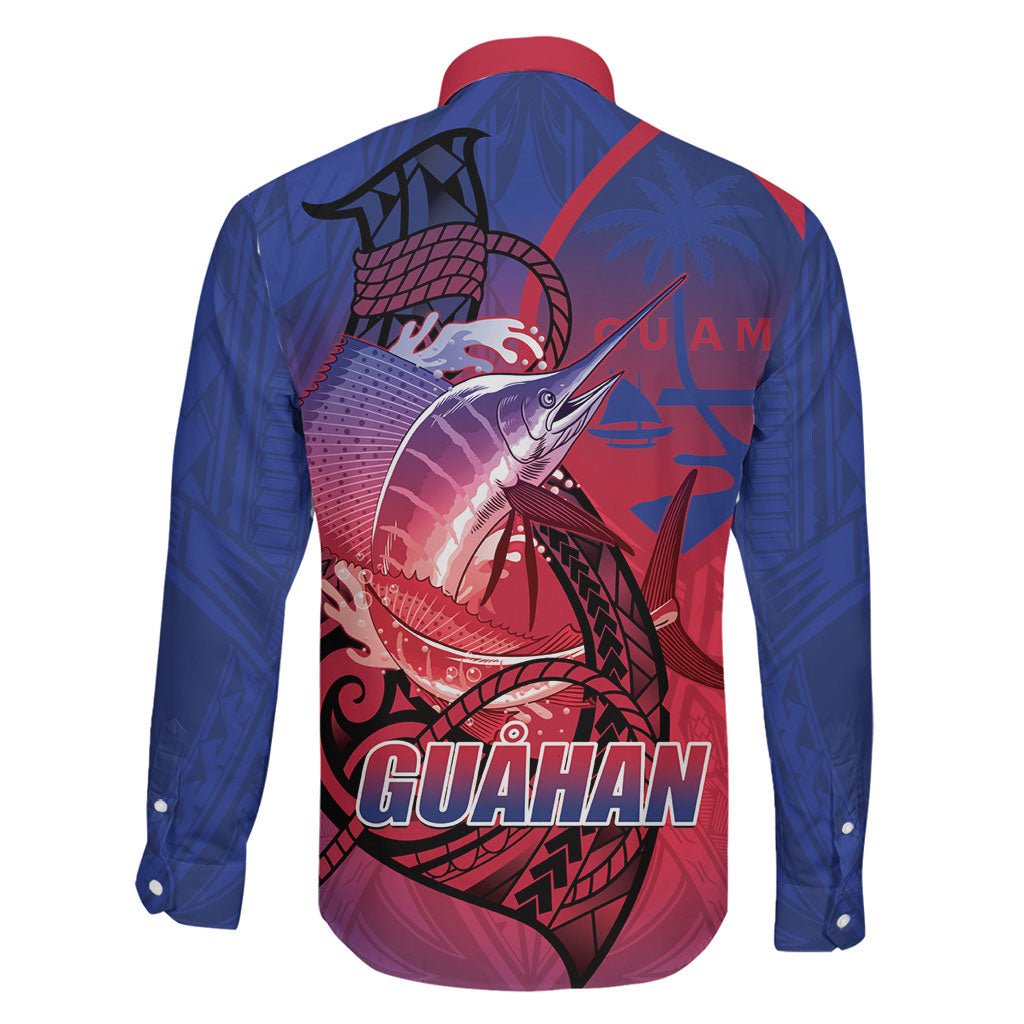 Guam Blue Marlin Fishing Family Matching Off Shoulder Short Dress and Hawaiian Shirt Guahan Fish Hook Tattoo LT14 - Polynesian Pride