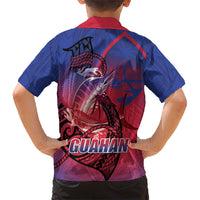 Guam Blue Marlin Fishing Family Matching Summer Maxi Dress and Hawaiian Shirt Guahan Fish Hook Tattoo LT14 - Polynesian Pride