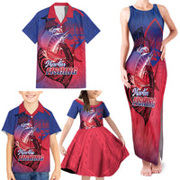 Guam Blue Marlin Fishing Family Matching Tank Maxi Dress and Hawaiian Shirt Guahan Fish Hook Tattoo LT14 - Polynesian Pride