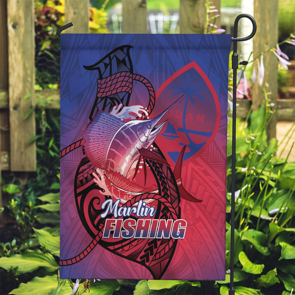 Guam Blue Marlin Fishing Garden Flag Guahan Fish Hook Tattoo