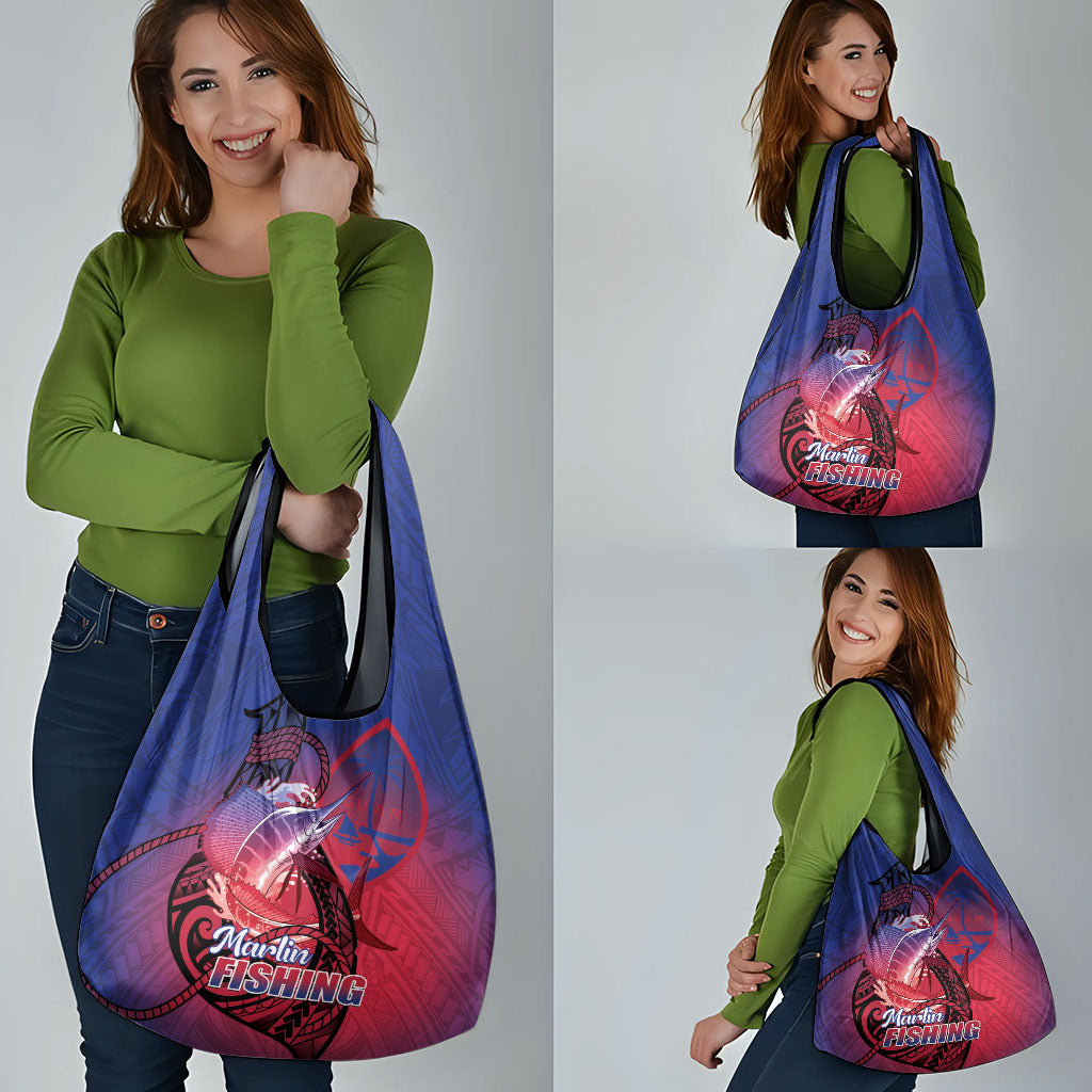 Guam Blue Marlin Fishing Grocery Bag Guahan Fish Hook Tattoo