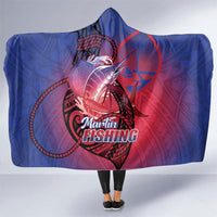 Guam Blue Marlin Fishing Hooded Blanket Guahan Fish Hook Tattoo LT14 One Size Blue - Polynesian Pride
