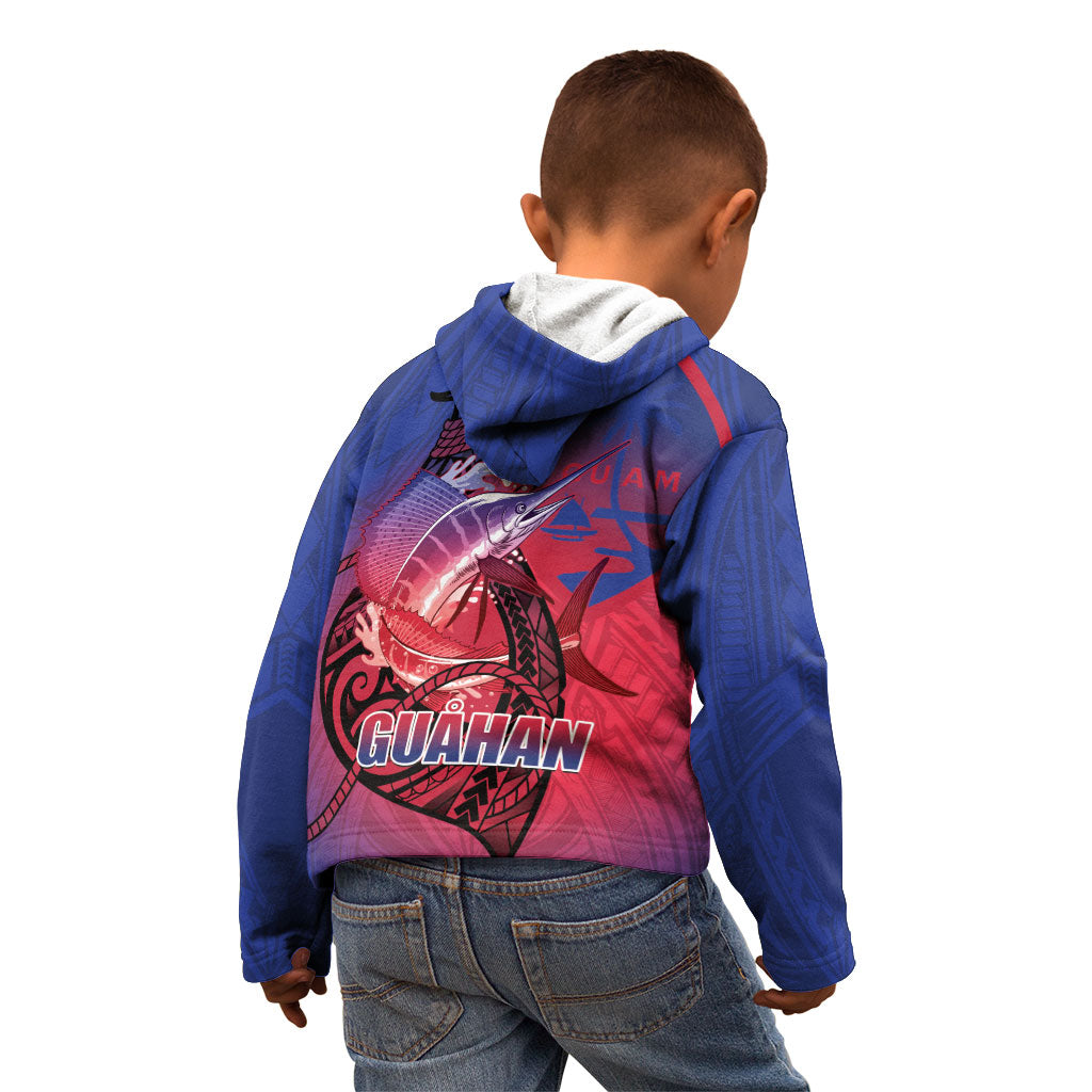 Guam Blue Marlin Fishing Kid Hoodie Guahan Fish Hook Tattoo