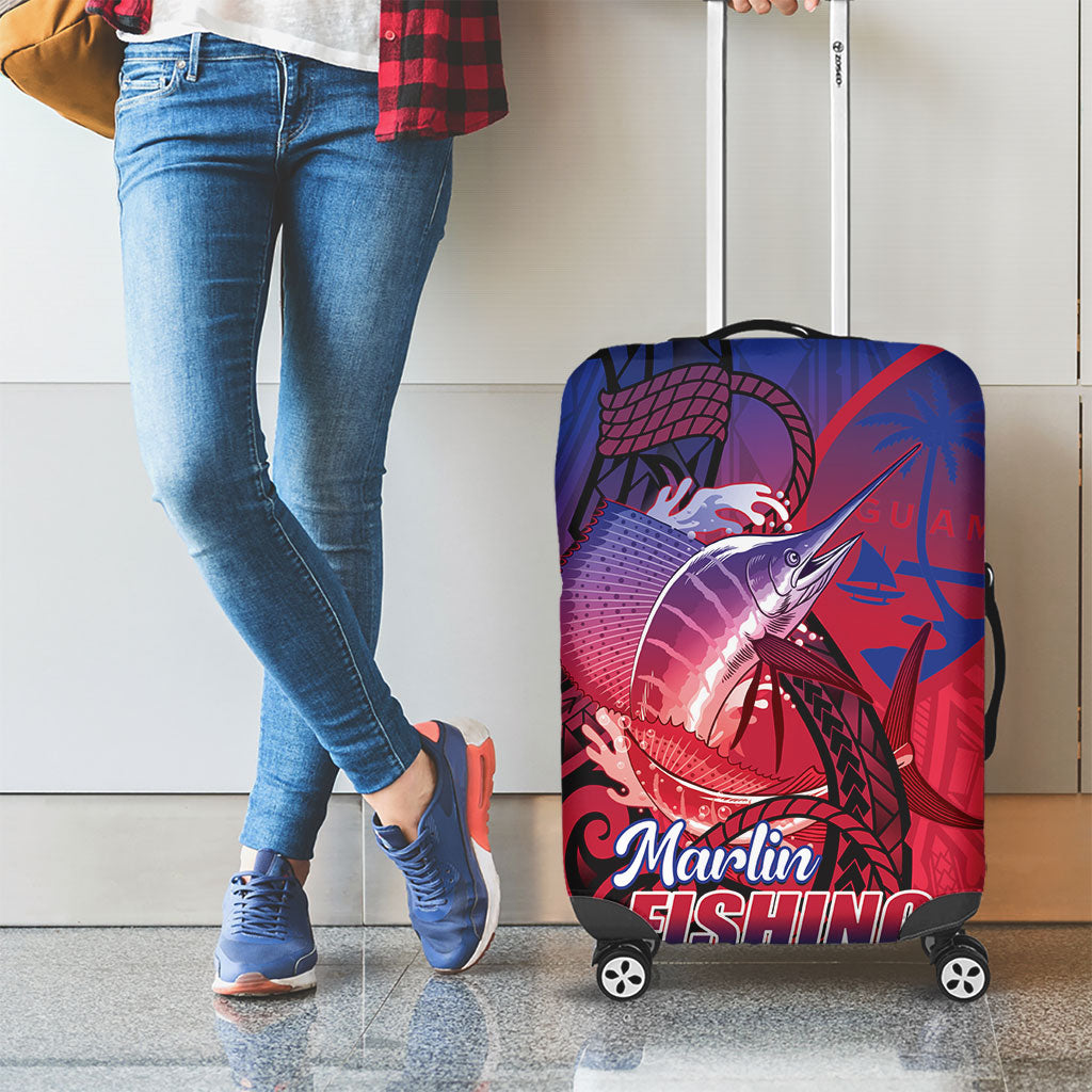 Guam Blue Marlin Fishing Luggage Cover Guahan Fish Hook Tattoo