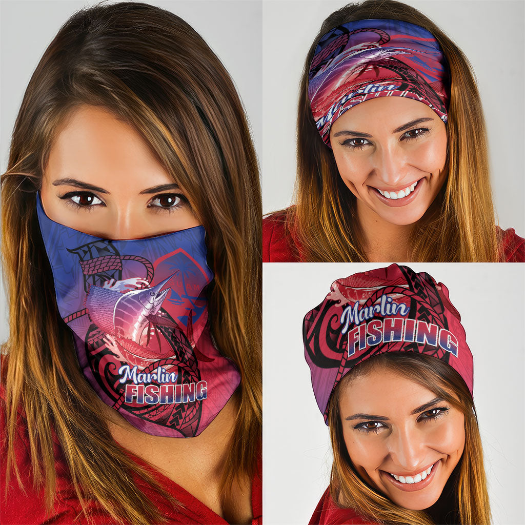 Guam Blue Marlin Fishing Neck Gaiter Guahan Fish Hook Tattoo