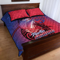 Guam Blue Marlin Fishing Quilt Bed Set Guahan Fish Hook Tattoo
