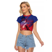 Guam Blue Marlin Fishing Raglan Cropped T Shirt Guahan Fish Hook Tattoo