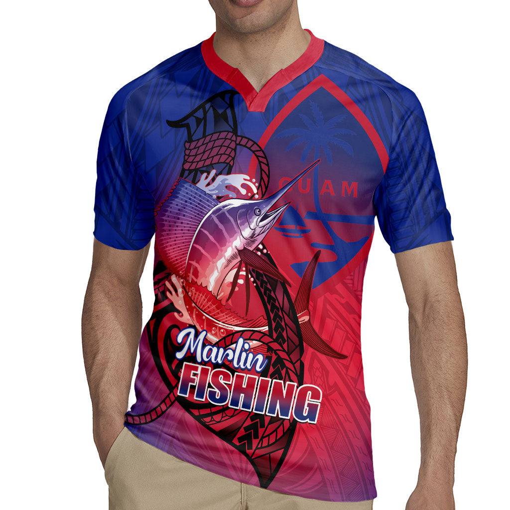 Guam Blue Marlin Fishing Rugby Jersey Guahan Fish Hook Tattoo