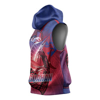 Guam Blue Marlin Fishing Sleeveless Hoodie Guahan Fish Hook Tattoo