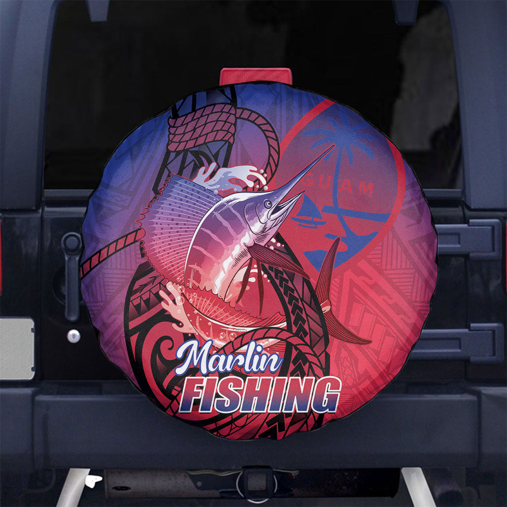 Guam Blue Marlin Fishing Spare Tire Cover Guahan Fish Hook Tattoo
