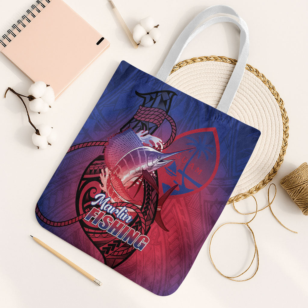 Guam Blue Marlin Fishing Tote Bag Guahan Fish Hook Tattoo