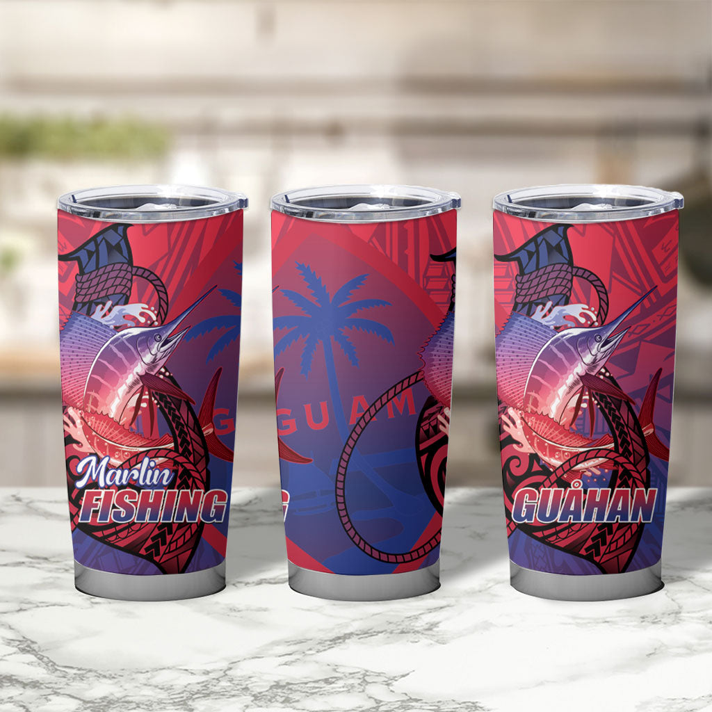 Guam Blue Marlin Fishing Tumbler Cup Guahan Fish Hook Tattoo LT14 - Polynesian Pride