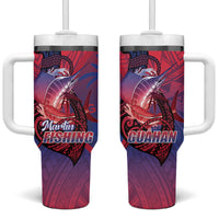 Guam Blue Marlin Fishing Tumbler With Handle Guahan Fish Hook Tattoo
