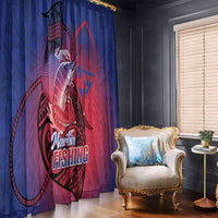 Guam Blue Marlin Fishing Window Curtain Guahan Fish Hook Tattoo