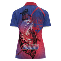 Guam Blue Marlin Fishing Women Polo Shirt Guahan Fish Hook Tattoo LT14 - Polynesian Pride