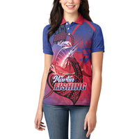 Guam Blue Marlin Fishing Women Polo Shirt Guahan Fish Hook Tattoo LT14 - Polynesian Pride