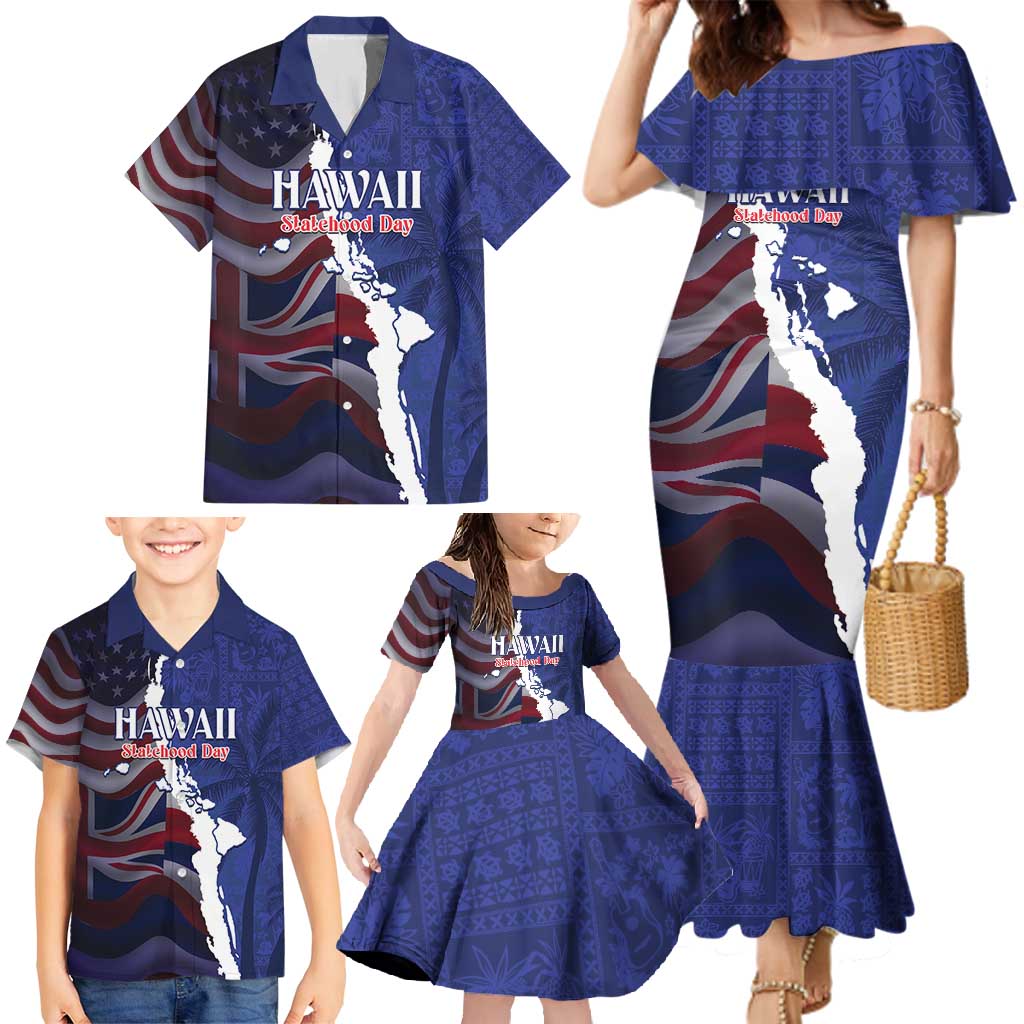 Personalized Hawaii Statehood Day Family Matching Mermaid Dress and Hawaiian Shirt 66th Anniversary LT14 - Polynesian Pride