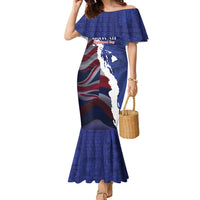 Personalized Hawaii Statehood Day Family Matching Mermaid Dress and Hawaiian Shirt 66th Anniversary LT14 Mom's Dress Blue - Polynesian Pride