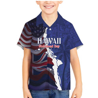Personalized Hawaii Statehood Day Family Matching Mermaid Dress and Hawaiian Shirt 66th Anniversary LT14 Son's Shirt Blue - Polynesian Pride