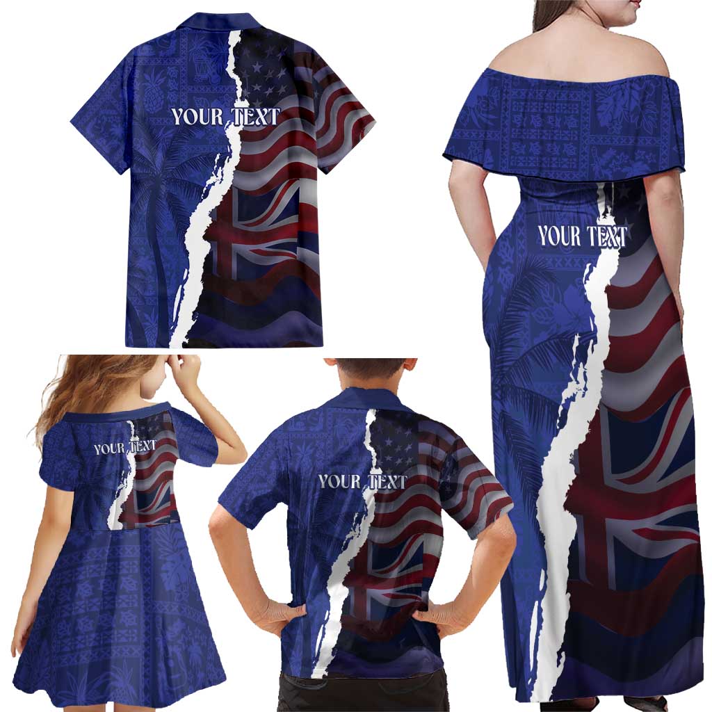 Personalized Hawaii Statehood Day Family Matching Off Shoulder Maxi Dress and Hawaiian Shirt 66th Anniversary LT14 - Polynesian Pride