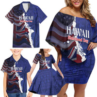 Personalized Hawaii Statehood Day Family Matching Off Shoulder Short Dress and Hawaiian Shirt 66th Anniversary LT14 - Polynesian Pride