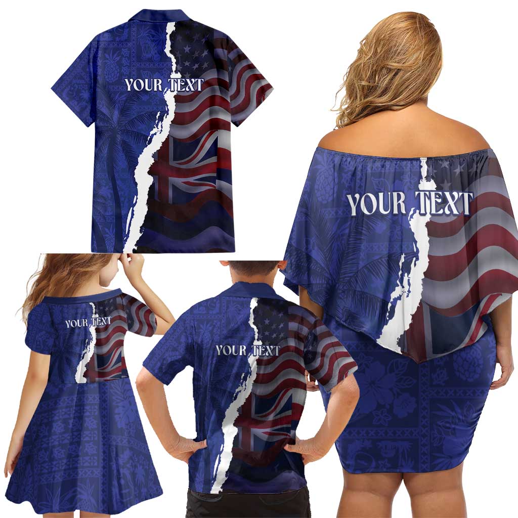 Personalized Hawaii Statehood Day Family Matching Off Shoulder Short Dress and Hawaiian Shirt 66th Anniversary LT14 - Polynesian Pride