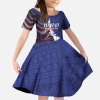 Personalized Hawaii Statehood Day Family Matching Summer Maxi Dress and Hawaiian Shirt 66th Anniversary LT14 Daughter's Dress Blue - Polynesian Pride