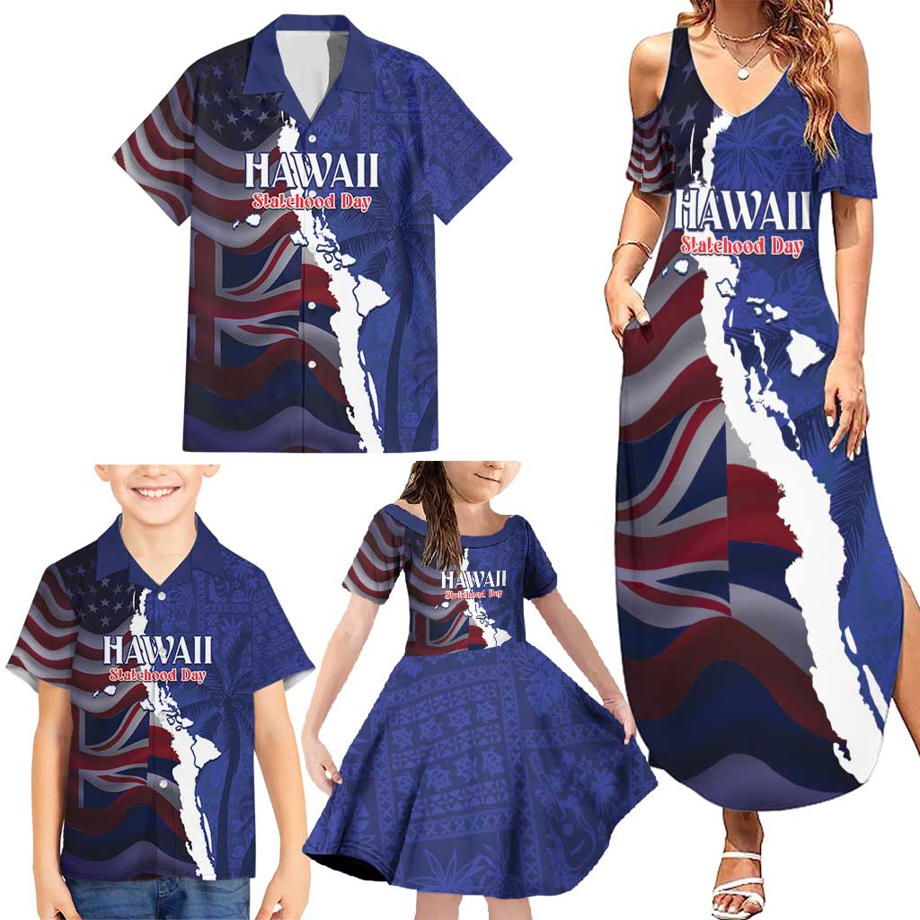 Personalized Hawaii Statehood Day Family Matching Summer Maxi Dress and Hawaiian Shirt 66th Anniversary - Polynesian Pride