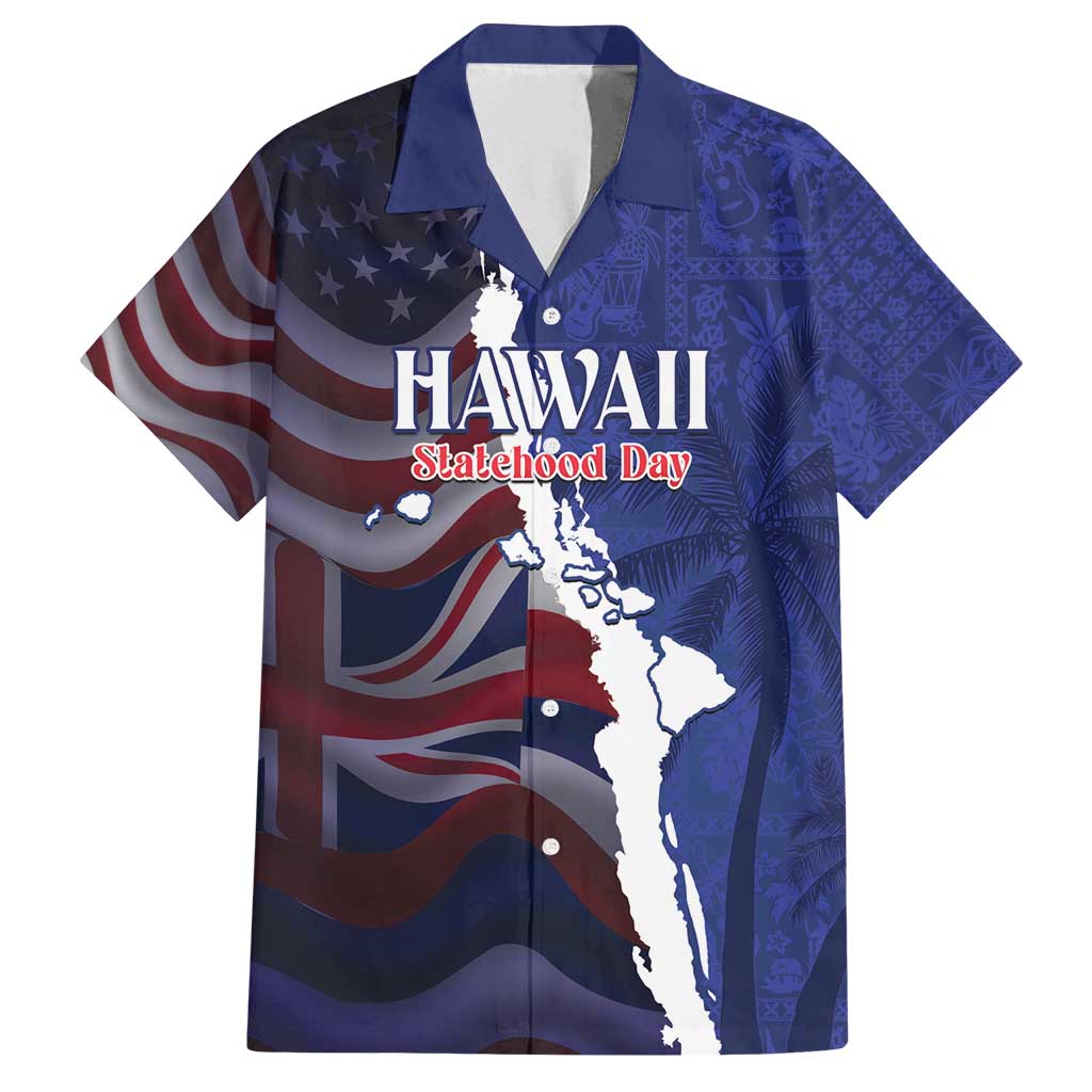 Personalized Hawaii Statehood Day Family Matching Summer Maxi Dress and Hawaiian Shirt 66th Anniversary LT14 Dad's Shirt - Short Sleeve Blue - Polynesian Pride