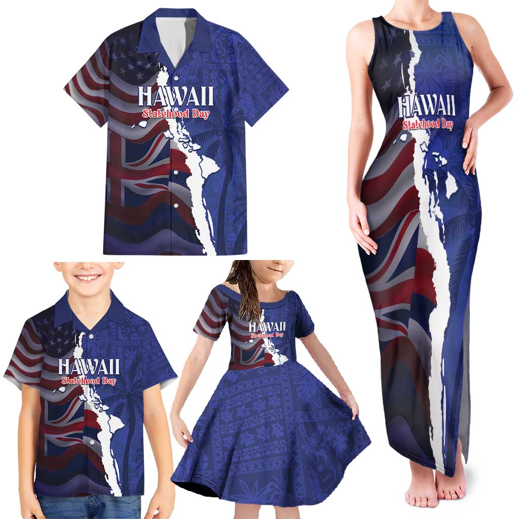 Personalized Hawaii Statehood Day Family Matching Tank Maxi Dress and Hawaiian Shirt 66th Anniversary LT14 - Polynesian Pride
