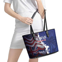 Personalized Hawaii Statehood Day Leather Tote Bag 66th Anniversary - Polynesian Pride