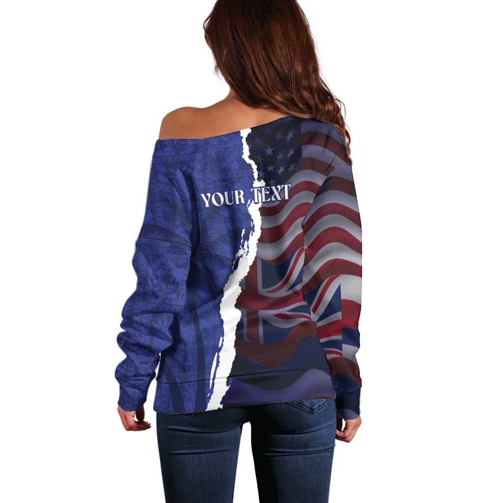 Personalized Hawaii Statehood Day Off Shoulder Sweater 66th Anniversary - Polynesian Pride