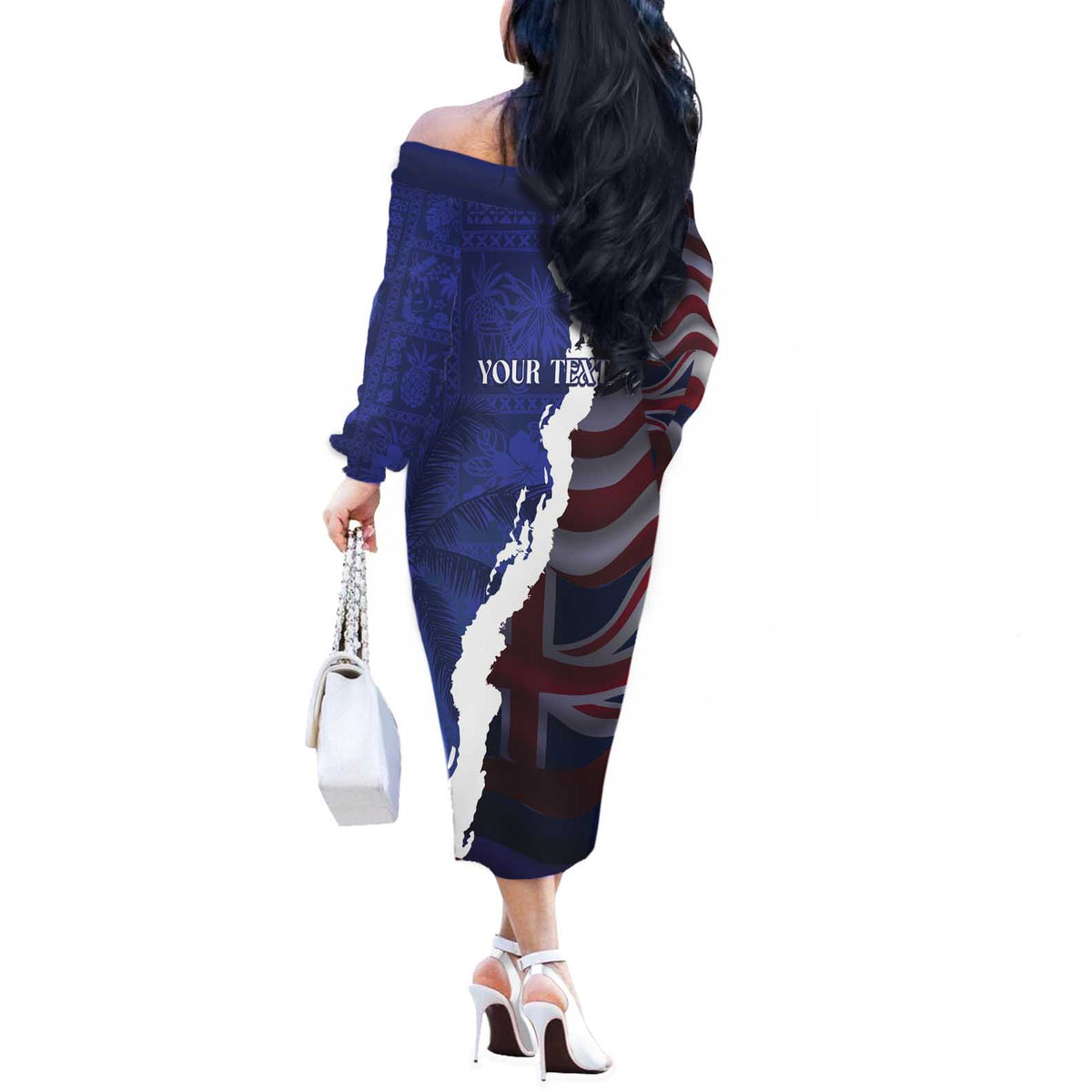Personalized Hawaii Statehood Day Off The Shoulder Long Sleeve Dress 66th Anniversary - Polynesian Pride