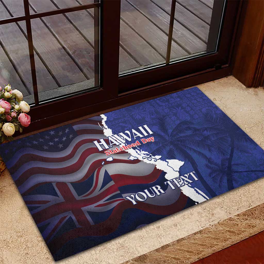 Personalized Hawaii Statehood Day Rubber Doormat 66th Anniversary - Polynesian Pride