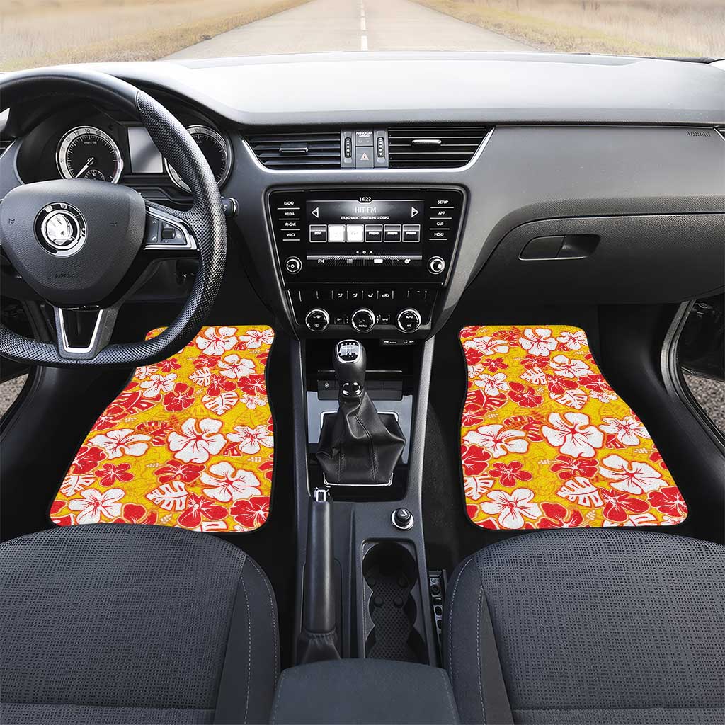 Yellow Hawaii Hibiscus Car Mats Tropical Flowers Seamless Pattern - Polynesian Pride