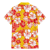 Yellow Hawaii Hibiscus Family Matching Mermaid Dress and Hawaiian Shirt Tropical Flowers Seamless Pattern LT14 - Polynesian Pride