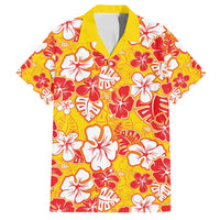 Yellow Hawaii Hibiscus Family Matching Off Shoulder Maxi Dress and Hawaiian Shirt Tropical Flowers Seamless Pattern LT14 Dad's Shirt - Short Sleeve Yellow - Polynesian Pride