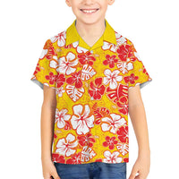 Yellow Hawaii Hibiscus Family Matching Off Shoulder Maxi Dress and Hawaiian Shirt Tropical Flowers Seamless Pattern LT14 Son's Shirt Yellow - Polynesian Pride